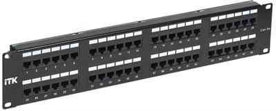 ITK 2U патч-панель кат.5Е UTP, 48 портов (Dual) PP48-2UC5EU-D05 - фото 243424