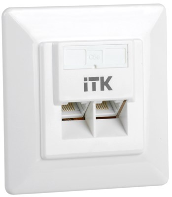 ITK Внутренняя инф. розетка RJ45 кат. 5Е UTP 2 порта CS2-1C5EU-2-1 - фото 243487