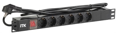 ITK PDU 6 роз. нем.ст. с выкл 1U каб. 2м вилка нем.ст ПВХ чер PH12-6D1-P - фото 243566