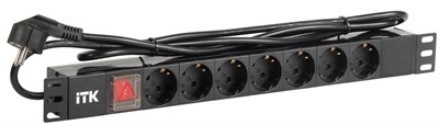 ITK PDU 7 роз. нем.ст. с выкл 1U каб.2м вилка нем.ст ПВХ чер PH12-7D1-P - фото 243567