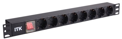 ITK PDU 8 розеток нем. ст, с LED выкл, 1U, без шнура, вх. С14 PH12-8D3 - фото 243569