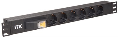 ITK PDU 6 роз. нем. ст. с автом.10А 1U, вх.С14 без каб. чер. PH21-6D3 - фото 243570