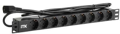 ITK PDU 9 розеток нем. ст, 1U, шнур 2м вилка С14 ПВХ чер PH22-9D2-P - фото 243573