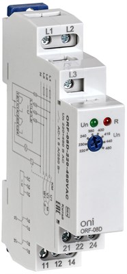 Реле фаз ORF-08D 3ф. 2 конт. 220-460В AC ONI ORF-08D-220-460VAC - фото 243666