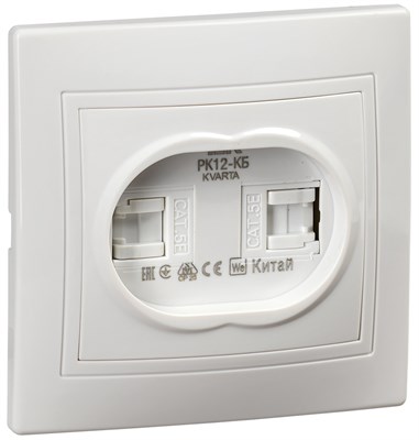 KVARTA Роз. 2-мест. комп. RJ45 кат.5е РК12-КБ бел. IEK KV-K20-K01 - фото 243876