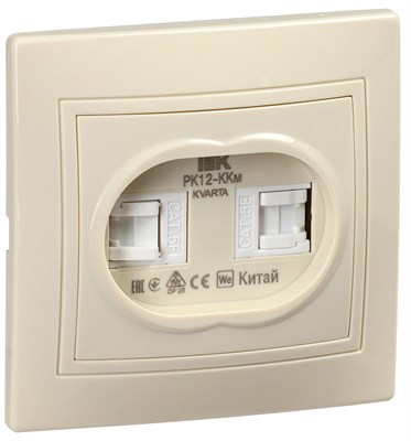KVARTA Роз. 2-мест. комп. RJ45 кат.5е РК12-ККм крем. IEK KV-K20-K33 - фото 243891