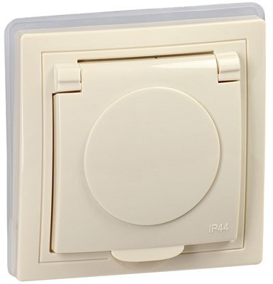 KVARTA Роз. с з/к/ш/кр 16А IP44 РСбш10-3-ККм-44 крем. IEK KV-R16-16-44-K33 - фото 243892