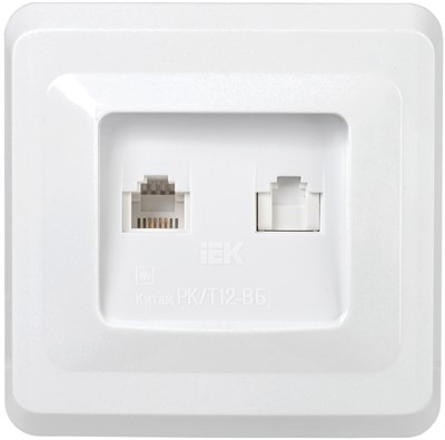 VEGA Роз. 2-мест. RJ11/RJ45 РК/Т12-ВБ бел. IEK EIV20-K01-DM - фото 243901