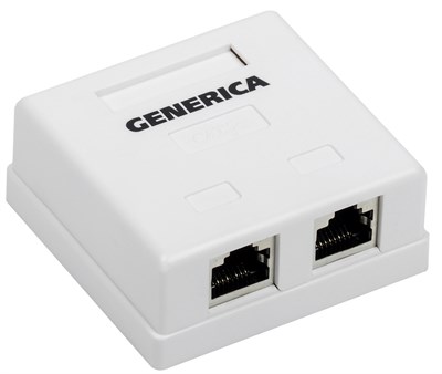 Розетка инф. настенная RJ45 кат. 5Е FTP 2 порта GENERICA CS2-1C5EF-22-G - фото 244080