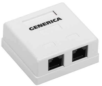 Розетка инф. настенная RJ45 кат. 5Е UTP 2 порта GENERICA CS2-1C5EU-22-G - фото 244082