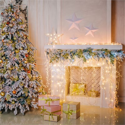 Новогодняя гирлянда бахрома белый 1,8*0,5м IP20 100-001 белый a044082 - фото 252934