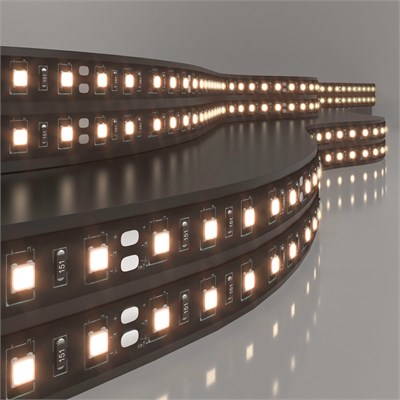 Светодиодная лента 120 Led 9,6 Вт IP20, 3300K тёплый белый, 5 м 2835 24V 120Led 9,6W IP20 Black a063872 - фото 257203