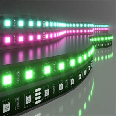 Светодиодная лента 24 В 14,4 Вт/м 60 Led/м 5050 IP20, RGB, Black, 5 м Лента светодиодная 24V 14,4W 60Led 5050 IP20 RGB, Black, 5м a053681 - фото 260249