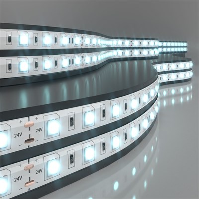Светодиодная лента 24 В 14,4 Вт/м 60 Led/м 5050 IP65, холодный белый 6500K, 5 м Лента светодиодная 24V 14,4W 60Led 5050 IP65 холодный белый, 5м a052970 - фото 260652
