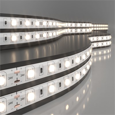 Светодиодная лента 24 В 14,4 Вт/м 60 Led/м 5050 IP65, теплый белый 3300K, 5 м Лента светодиодная 24V 14,4W 60Led 5050 IP65 теплый белый, 5м a052968 - фото 260656