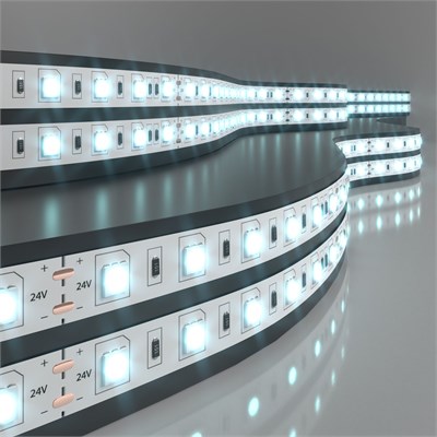 Светодиодная лента 24 В 14,4 Вт/м 60 Led/м 5050 IP20, холодный белый 6500K, 5 м Лента светодиодная 24V 14,4W 60Led 5050 IP20 холодный белый, 5м a052967 - фото 260658