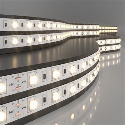 Светодиодная лента 24 В 14,4 Вт/м 60 Led/м 5050 IP20, теплый белый 3300K, 5 м Лента светодиодная 24V 14,4W 60Led 5050 IP20 теплый белый, 5м a052965 - фото 260662