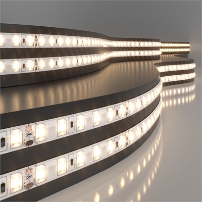 Светодиодная лента 24 В 9,6 Вт/м 120 Led/м 2835 IP65, теплый белый 3300K, 5 м Лента светодиодная 24V 9,6W 120Led 2835 IP65 теплый белый, 5м a052962 - фото 260668