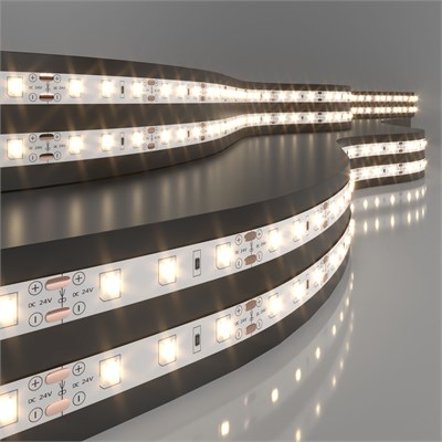 Светодиодная лента 24 В 4,8 Вт/м 60 Led/м 2835 IP20, теплый белый 3300K, 5 м Лента светодиодная 24V 4,8W 60Led 2835 IP20 теплый белый, 5м a052953 - фото 260686