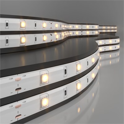 Светодиодная лента 12 В 7,2 Вт/м 30 Led/м 5050 IP65, теплый белый 3300К, 5 м Лента светодиодная 12V 7,2W 30Led 5050 IP65 теплый белый, 5м a050582 - фото 260967