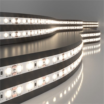 Светодиодная лента 12 В 9,6 Вт/м 120 Led/м 2835 IP20, теплый белый 3300К, 5 м Лента светодиодная 12V 9,6W 120Led 2835 IP20 теплый белый, 5м a050539 - фото 260981