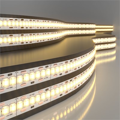 Светодиодная лента 12 В 24 Вт/м 240 Led/м 2835 IP20, теплый белый 3300 K, 5 м Лента светодиодная 12V 16W 240Led 2835 IP20 тёплый белый, 5м a050173 - фото 261024