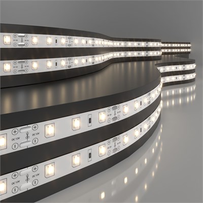 Светодиодная лента 12 В 4,8 Вт/м 60 Led/м 2835 IP20, теплый белый 3300К, 5 м Лента светодиодная 12V 4,8W 60Led 2835 IP20 теплый белый, 5м a040995 - фото 262366
