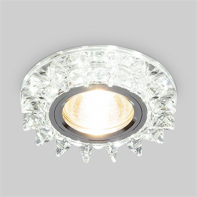 Точечный светильник с LED подсветкой 6037 MR16  SL зеркальный/серебро a031519 - фото 262938