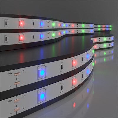 Светодиодная лента 12 В 7,2 Вт 30 Led/м 5050 IP20, мультиколор, 5 м Лента светодиодная 12V 7,2W 30Led 5050 IP20 RGB, 5м a027833 - фото 262997