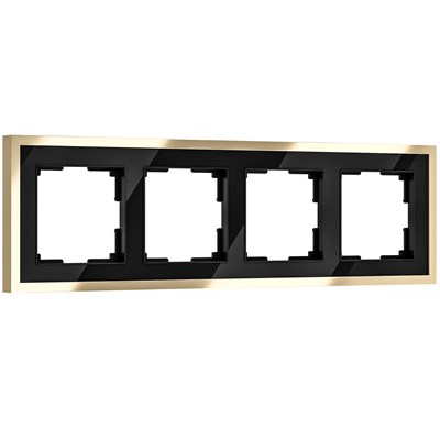 Рамка из металла на 4 поста Baguette черный/латунь W0042852 a062784 - фото 263843