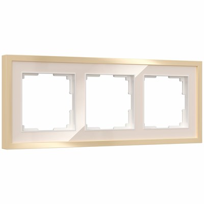 Рамка из металла на 3 поста Baguette айвори/латунь W0032851 a060236 - фото 264161