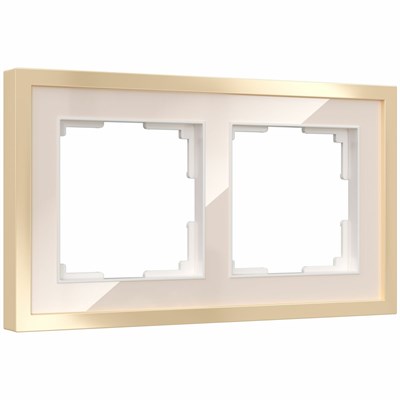 Рамка из металла на 2 поста Baguette айвори/латунь W0022851 a060235 - фото 264166