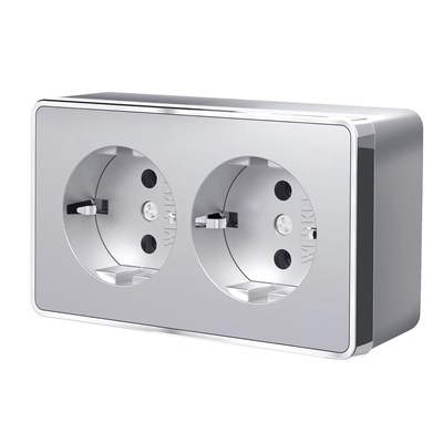 Розетка двойная с заземлением Gallant серебряный W5072106 a052776 - фото 264697