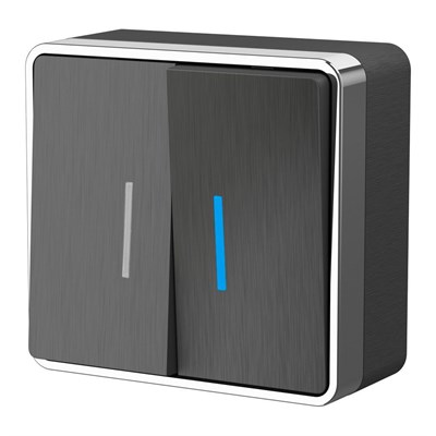 Выключатель двухклавишный с подсветкой Gallant графит рифленый W5020104 a051340 - фото 265273