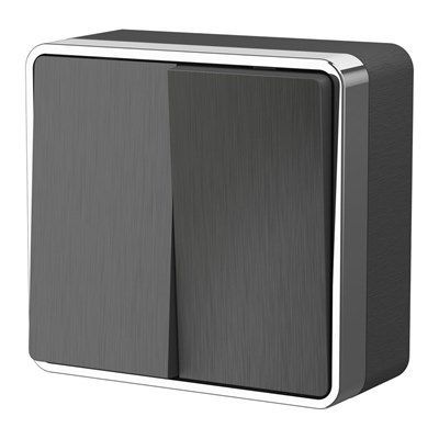 Выключатель двухклавишный Gallant графит рифленый W5020004 a051337 - фото 265279