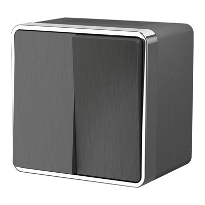 Выключатель двухклавишный влагозащищенный Gallant графит рифленый W5020204 a051336 - фото 265281