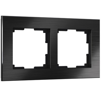 Рамка из металла на 2 поста Аluminium черный алюминий W0021708 a050962 - фото 265837