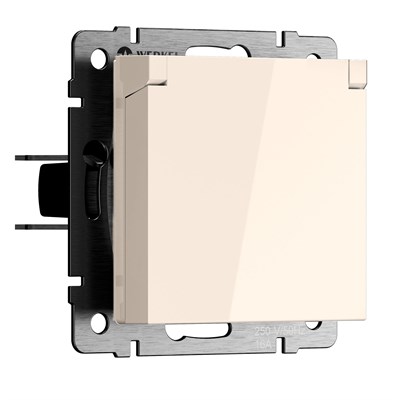 Розетка с заземлением и шторками c крышкой IP44 N (айвори матовый) W1171262 a069587 - фото 267155