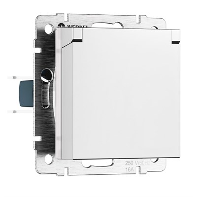 Розетка с заземлением и шторками c крышкой IP44 N (белый матовый) W1171261 a069590 - фото 296987