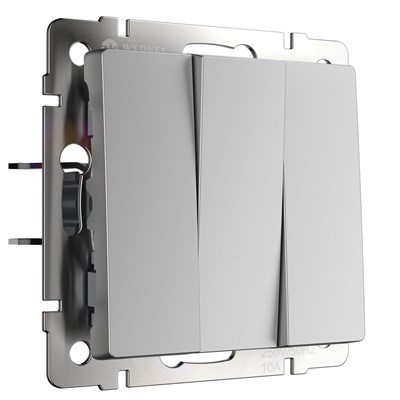 Выключатель трехклавишный (серебряный матовый) W1130065 a066803 - фото 299483