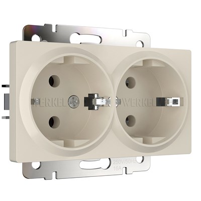 Розетка двойная с заземлением (айвори матовый) W1172062 a062427