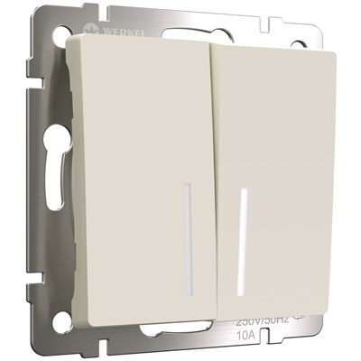 Выключатель двухклавишный проходной с подсветкой (айвори матовый) W1122162 a062421