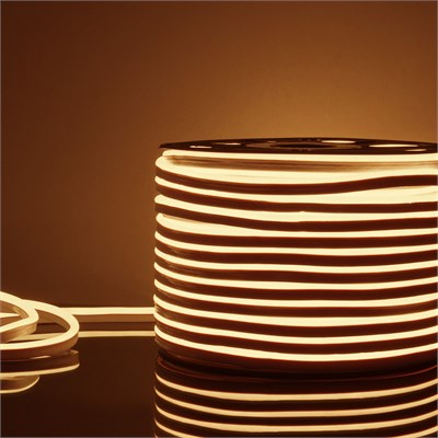 Светодиодный гибкий неон 220 В 9.6 Вт/м 120 Led/м 2835 IP67, односторонний теплый белый 3300 K, 50 м Гибкий неон 220V 9,6W 120Led 2835 IP67 односторонний теплый белый, 50 м a052995 - фото 310835