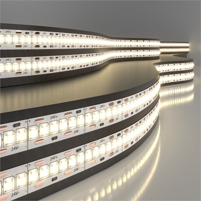 Светодиодная лента 24 В 24 Вт/м 240 Led/м 2835 IP20, теплый белый 3300K, 5 м Лента светодиодная 24V 24W 240Led 2835 IP20 тёплый белый, 5м a052979