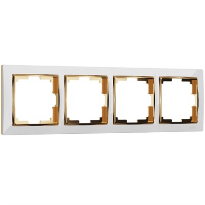 Рамка из пластика на 4 поста Snabb белый/золото W0041933 a051660 - фото 311911