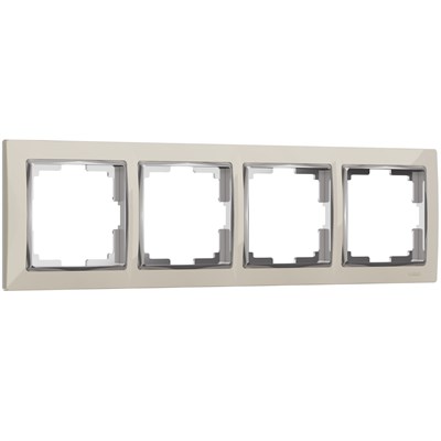 Рамка из пластика на 4 поста Snabb слоновая кость/хром W0041903 a051652 - фото 311925