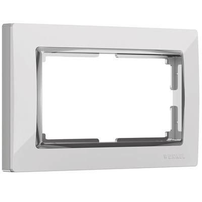 Рамка из поликарбоната для двойной розетки Snabb белый/хром W0081901 a051646 - фото 311935