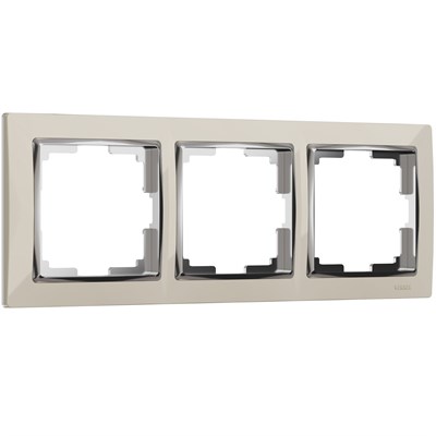 Рамка из поликарбоната на 3 поста Snabb слоновая кость/хром W0031903 a051645 - фото 311937