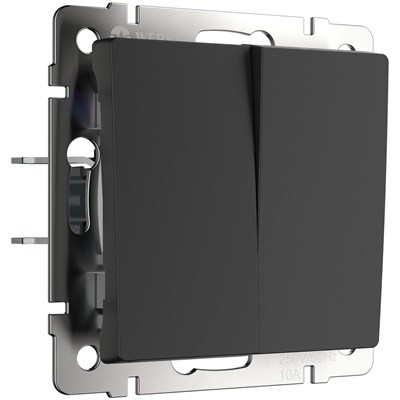Выключатель двухклавишный (черный матовый) W1120008 a051628 - фото 311977