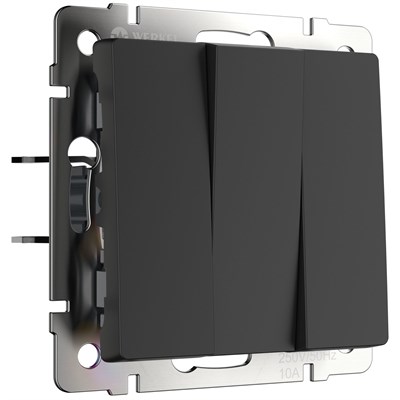 Выключатель трехклавишный (черный матовый) W1130008 a051596 - фото 312201